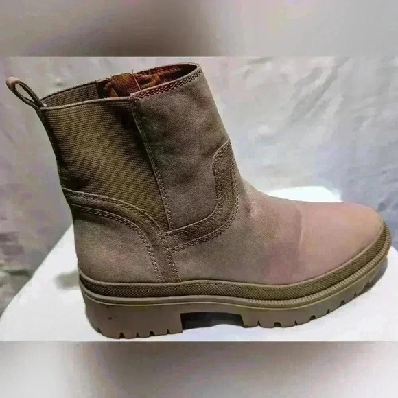 Lucky Brand Eabile Light Brown Leather Chelsea Chunky Lug Ankle Boots - Picture 6 of 13